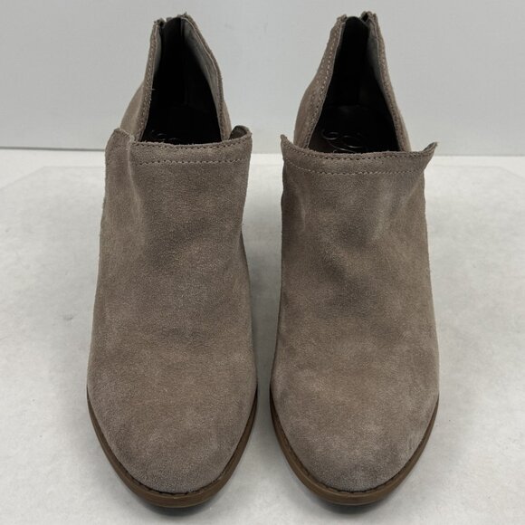 Fergie Carmin Womens Size 11M Tan Suede Leather Ankle Boots Zip Back Heel Shoes - Picture 2 of 15